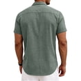 thumbnail image 4 of Sewkxo Mens Linen Shirt Short Sleeve Wrinkle Free Casual Untucked Button Down Shirts Summer Beach Breathable Shirt,Green L, 4 of 4