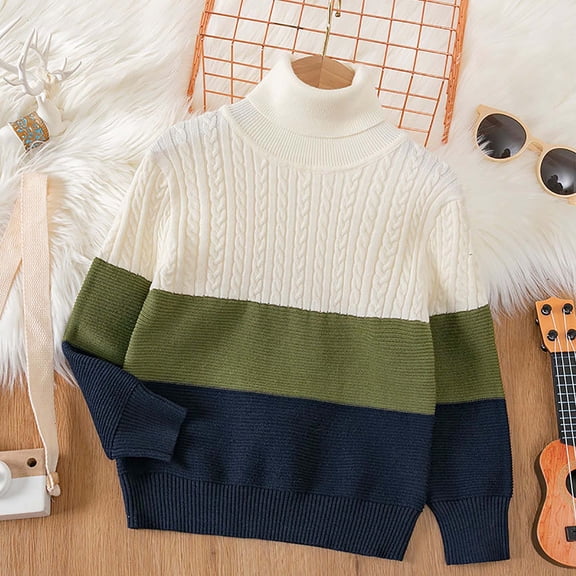Swuxness Toddler Long Sleeve Knitted Sweater High Neck Fashion Comfortable Fall Winter Tops Casual Wear