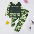 thumbnail image 2 of Little High Definition Digital Camo Dinosaur Print Boys Outfits Set Pajama Long Sleeve Night Glow Jumpsuit, 2 of 7