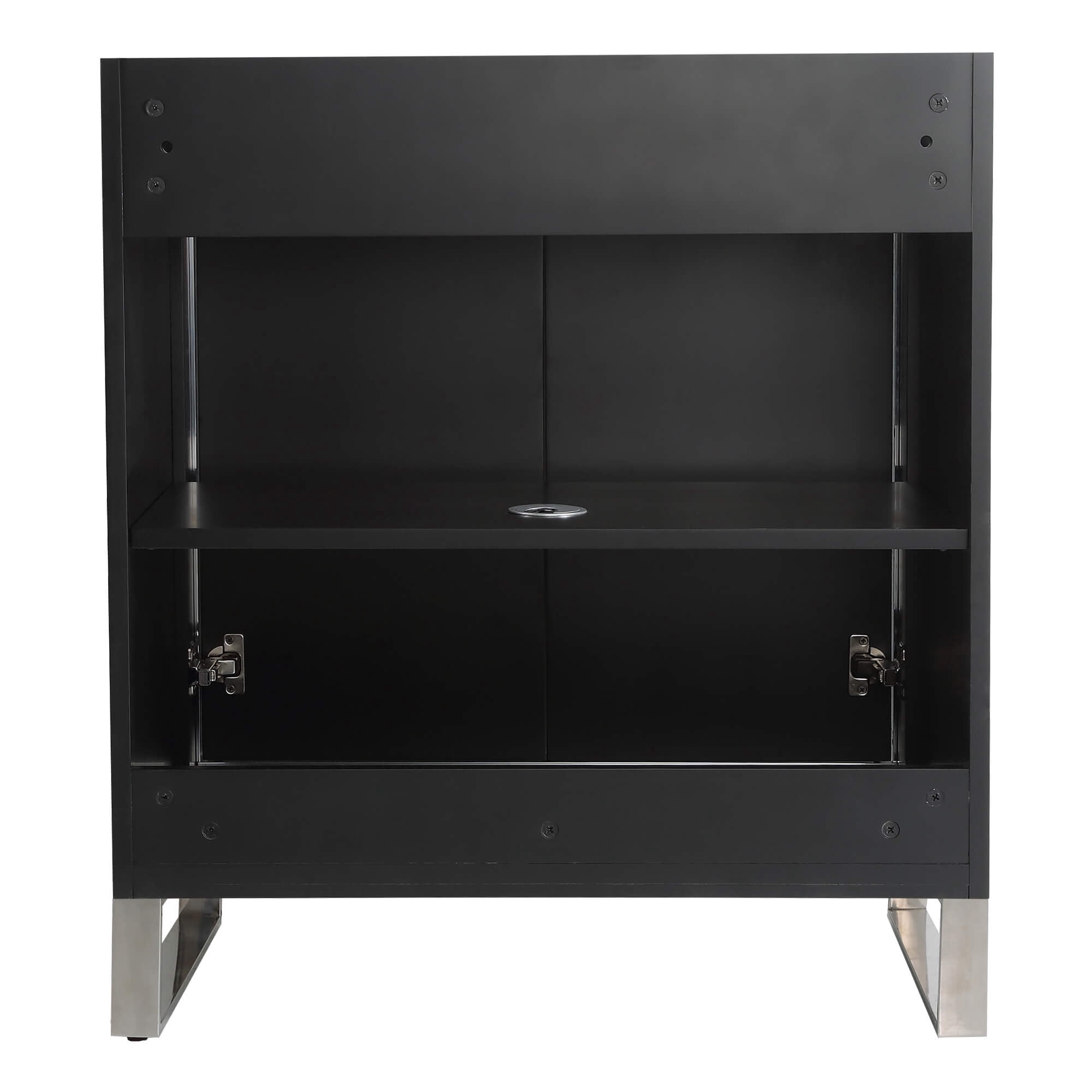 Fine Fixtures Opulence Collection 30 in. W x 18 in. D x 33 in. H Bathroom Vanity in Black Matte with White Matte Sintered Stone Sink - Chrome hardware