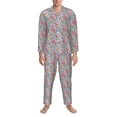 thumbnail image 3 of Fuzoiu Watercolor Butterflies Print Men's Long-Sleeved Pajama,Lounge Button Down Nightwear,Mens Notch Collar Pajama Set -XX-Large, 3 of 7