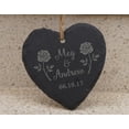 thumbnail image 2 of Darling Souvenir MADE WITH LOVE Personalized Couple Names Wedding Sign Gift Engraved Heart Slate Hanging Christmas Tree Ornament with String, 2 of 4