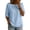 Light Blue #015, variant on Womens Elbow Length Sleeve T-Shirts V Neck Buttons Tops Solid Color Loose Fit Summer Shirts L