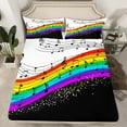 thumbnail image 2 of Manfei Musical Melody Full Size Sheets,Colorful Waves Striped Bed Sheets,Music Notes Sheet Sets For Girls Kids,Breathable Home Decor,4pcs, 2 of 7