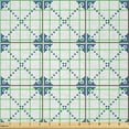 thumbnail image 2 of Ambesonne Vintage Fabric by the Yard Microfiber, Portuguese Mosaic Tiles, 3 Yards, White Brown and Blue, 2 of 4