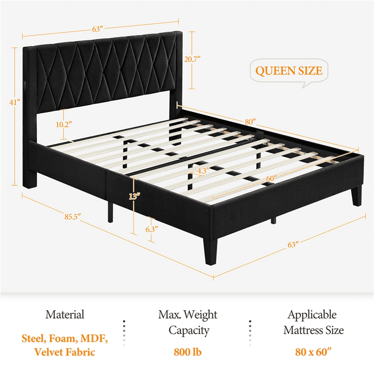 Queen size 2024 frame walmart