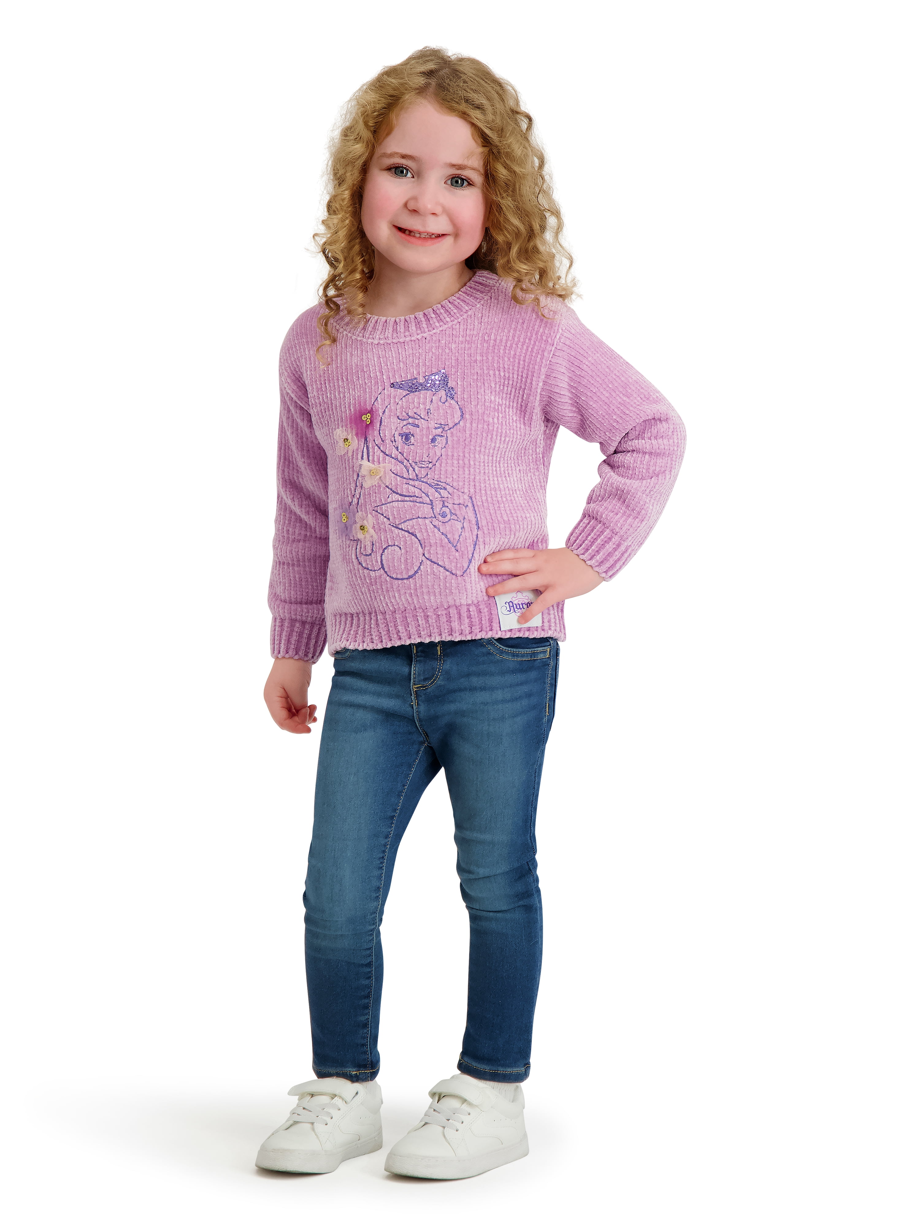 Princess Aurora Toddler Girls Chenille Sweater, Sizes 12 Months - 5T
