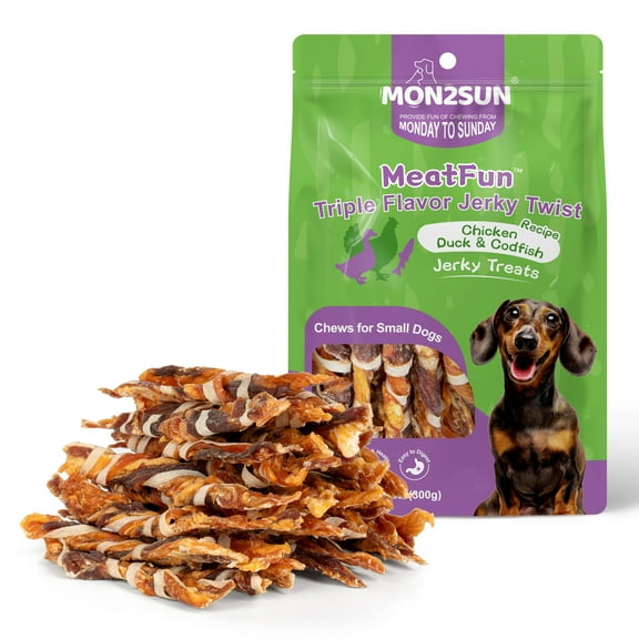 MON2SUN Chicken Duck & Codfish Twist Sticks Small Dog Treats, 10.5 oz (15 Count), 5-7 Inch