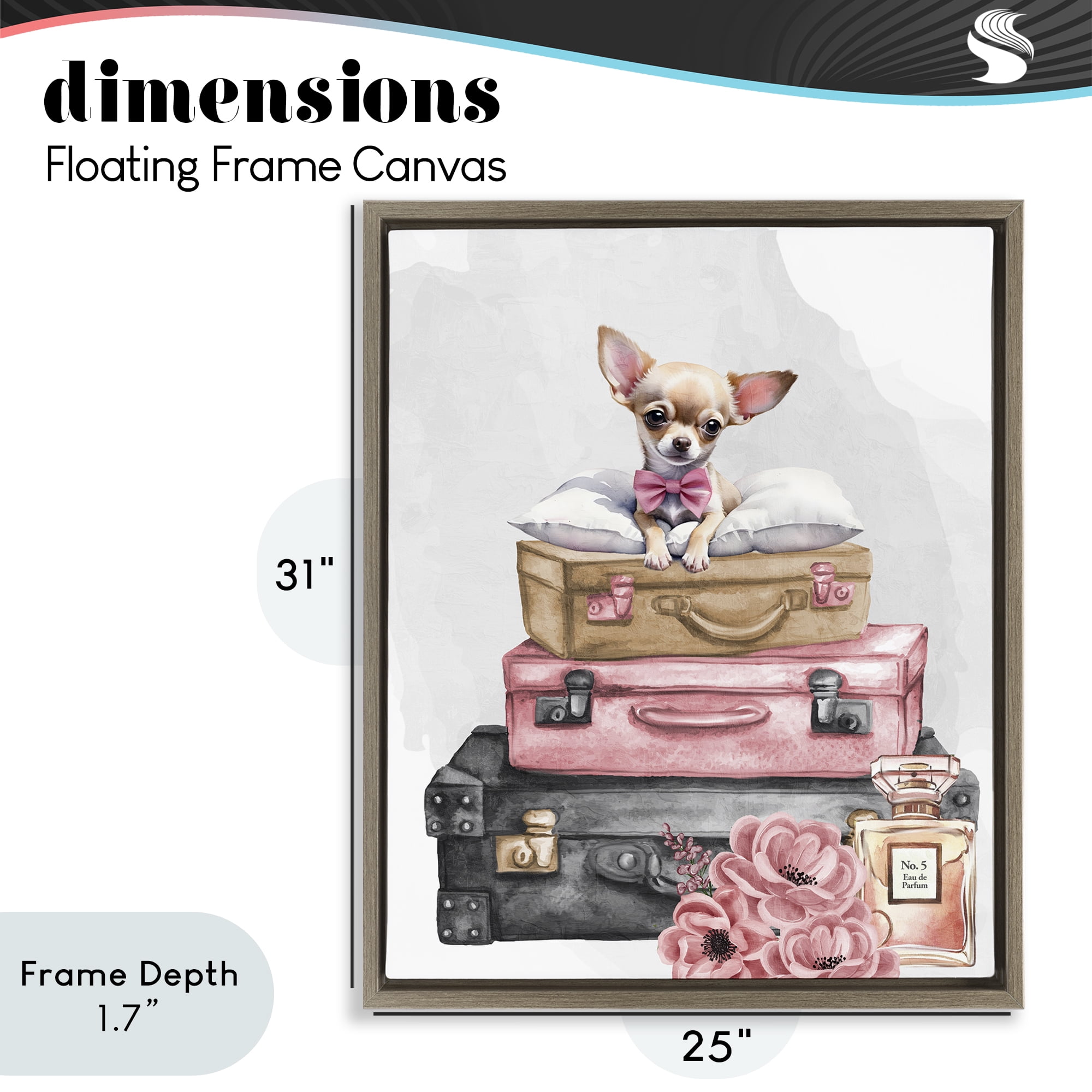 Stupell Industries Trendy Pup Travel Brown Framed Floater Canvas Wall Art, design by Kim Allen
