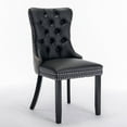 thumbnail image 4 of jiayuan song 2 Piece Adult PU Leather and Velvet Upholstered Dining Chair Set with Nailhead Trim High Rebound Sponge Cushion Black / Gray, 4 of 17