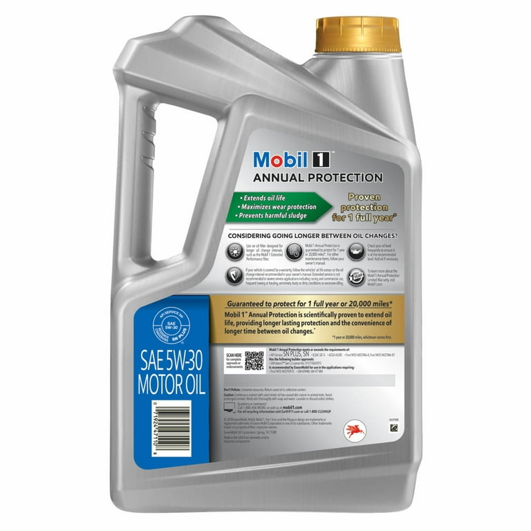 Mobil 1 Annual Protection Full Synthetic Motor Oil 5W-30, 5 Quart 
