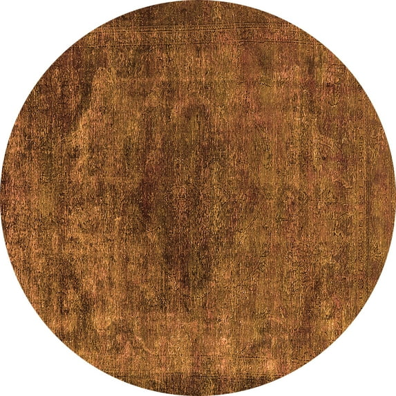 Ahgly Company Indoor Round Oriental Orange Industrial Area Rugs, 5' Round