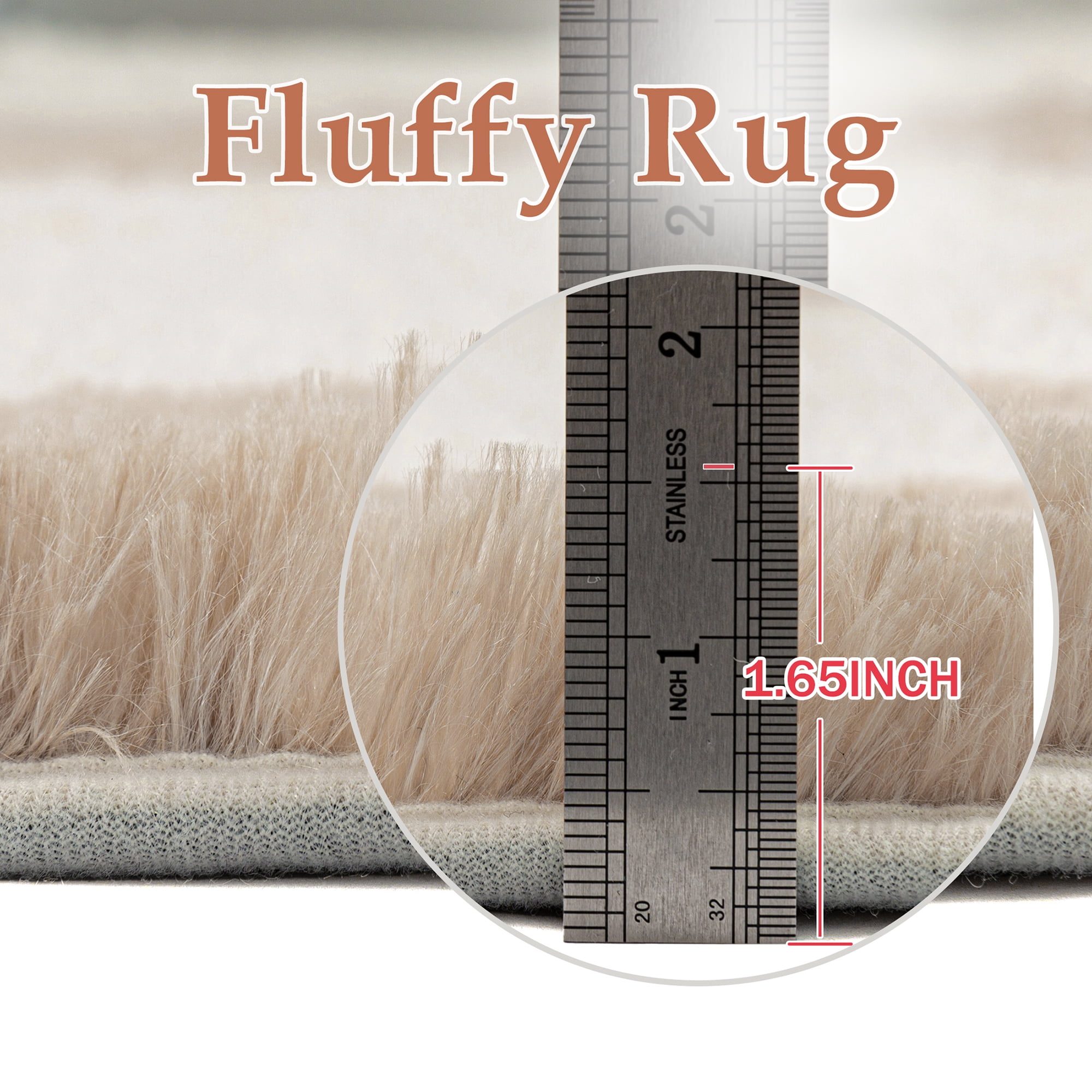 BERTHMEER 8'x10' Washable Shag Area Rugs for Living Room Bedroom Dinning Room Large Checkered Soft Fluffy Modern Fuzzy Plush Soft Rugs Carpets, Beige