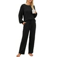 thumbnail image 3 of UVN Pajama Sets for Women Long Sleeve Lounge Set Ribbed Knit Sleepwear 2 Piece Pjs Soft Loungewear with Pockets, 3 of 9