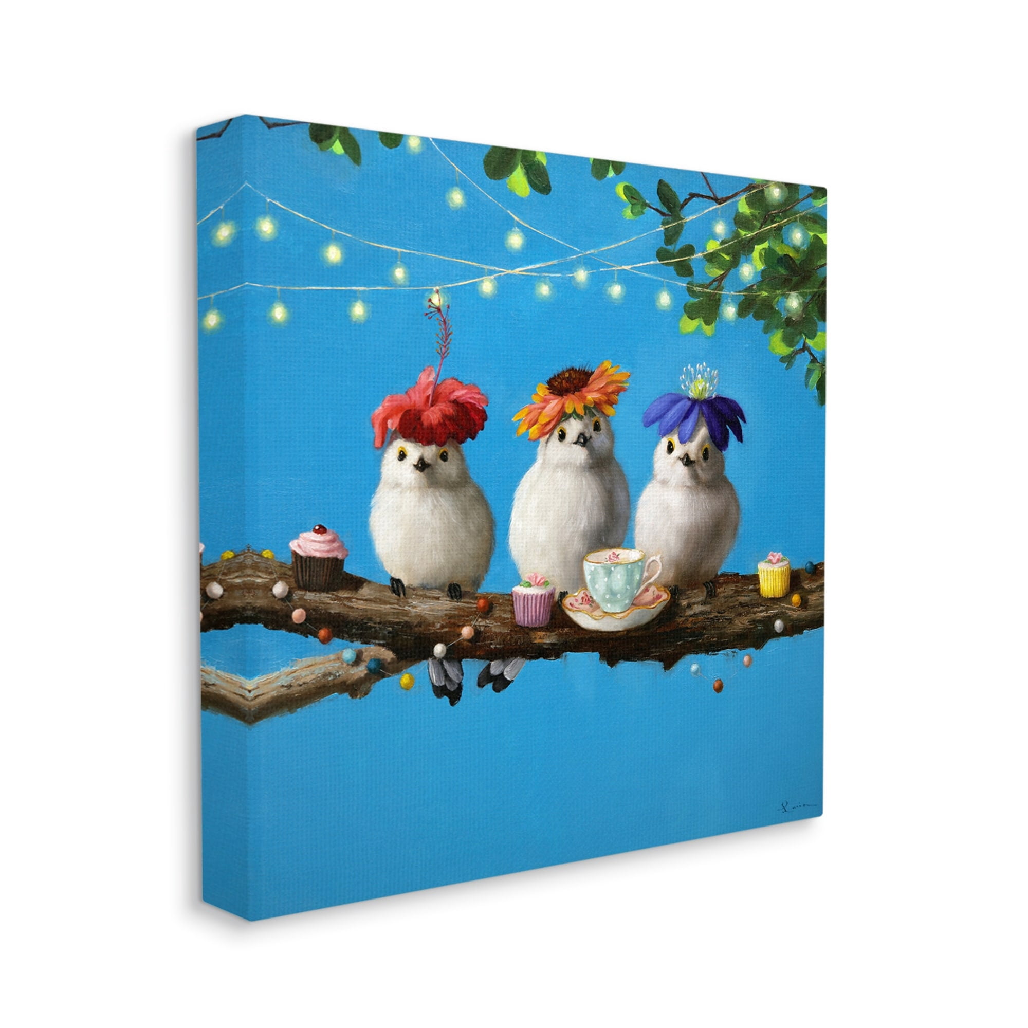 Stupell Industries Floral Birds Relaxing Teatime Cupcakes Tree Branch, 17 x 17, Design by Lucia Heffernan
