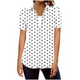 thumbnail image 2 of Mifsaly Womens Collared V Neck Short Sleeve Tops Summer Casual Polka Dot Print Shirts Slim Fit Work Office Blouse 2026 M, 2 of 5