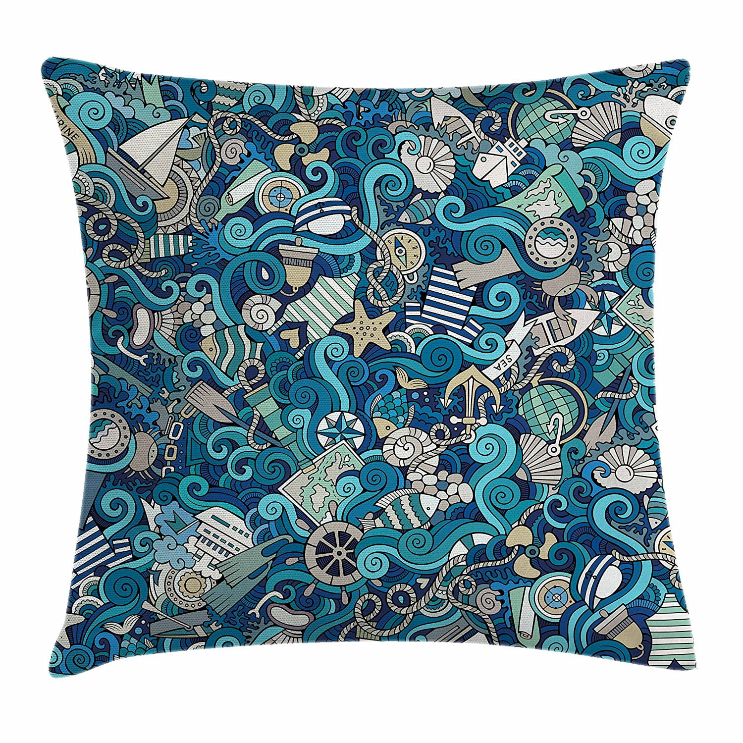 Abstract Throw Pillow Cushion Cover by , Nautical Elements Compass Helm