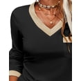 thumbnail image 3 of Langwyqu Slim Fit Women Long Sleeved V-Neck Shirt Tops, 3 of 5