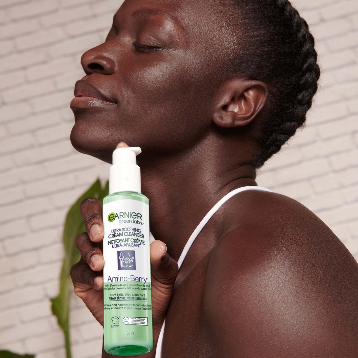 Garnier Green Labs Amino-Berry Crème nettoyante douce pour le visage hydrate et apaise la peau, 150 mL