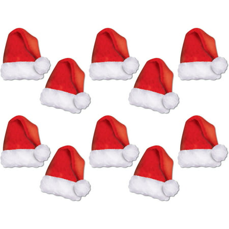Set Of 10 Mini Santa Hat Cutouts Christmas Holiday Party Decorations 5