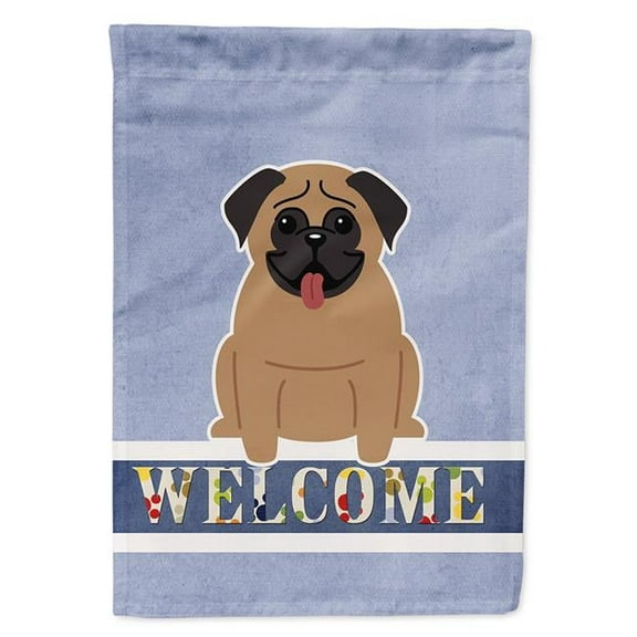 Pug Brown Welcome Flag Canvas House Size