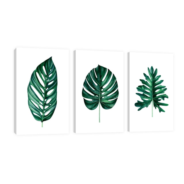 Cuadro Decorativo Tríptico Vertical Hojas Verdes Canvas Revolution Set De 3 Cuadros 25x38 cm