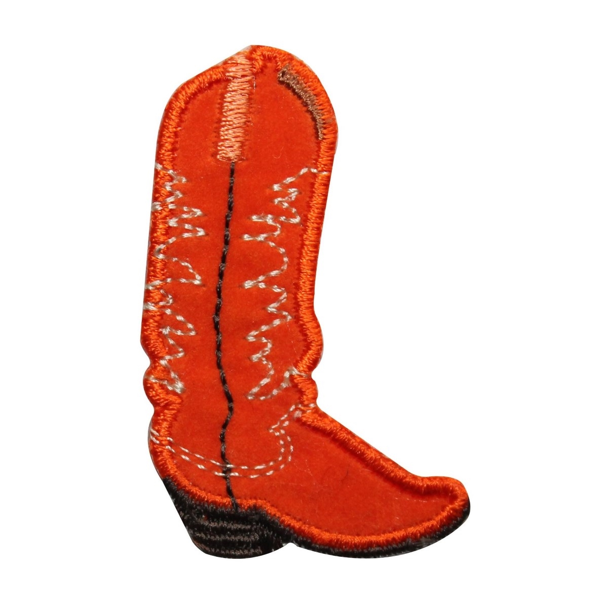 ID 7336 Right Orange Cowboy Boot Patch Western Work Embroidered Iron On