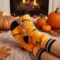 thumbnail image 7 of Halloween Socks, Spooky Crew Socks, Pumpkin Socks, Fall Themed Socks, Cute Halloween Gifts, Autumn Novelty Socks, Unisex Holiday Socks, Orange Black Patterned Socks, 7 of 7