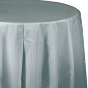 Touch of Color Plastic Tablecover, Octy Round, 82", Shimmering Silver, 1 Ct