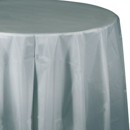 Touch of Color Plastic Tablecover, Octy Round, 82", Shimmering Silver, 1 Ct
