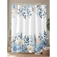 thumbnail image 3 of Blue Christmas Poinsettia Shower Curtain, Winter Eucalyptus Leaves Shower Curtains Set with Hooks, Waterproof Fabric Bathroom Curtains Decor Home Accessories,Stall 36 X 72 Inch, 3 of 7