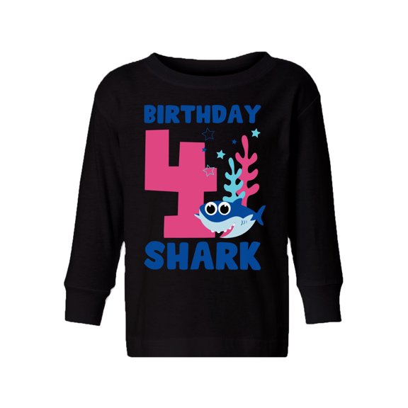 Awkward Styles Fourth Birthday Long Sleeve Shirt B-day Shark Toddler T-shirt Shark Birthday