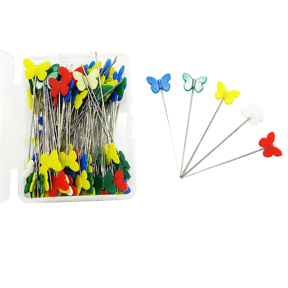 Hi.FANCY 100Pcs Plastic Flat Head Pins Straight Quilting Pins Mixed