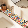 thumbnail image 2 of Yayeee Faucet Mat for Kitchen Sink 30" Diatomite Long Splash Guard Pad, Blue Geometric, 2 Pack, 2 of 7