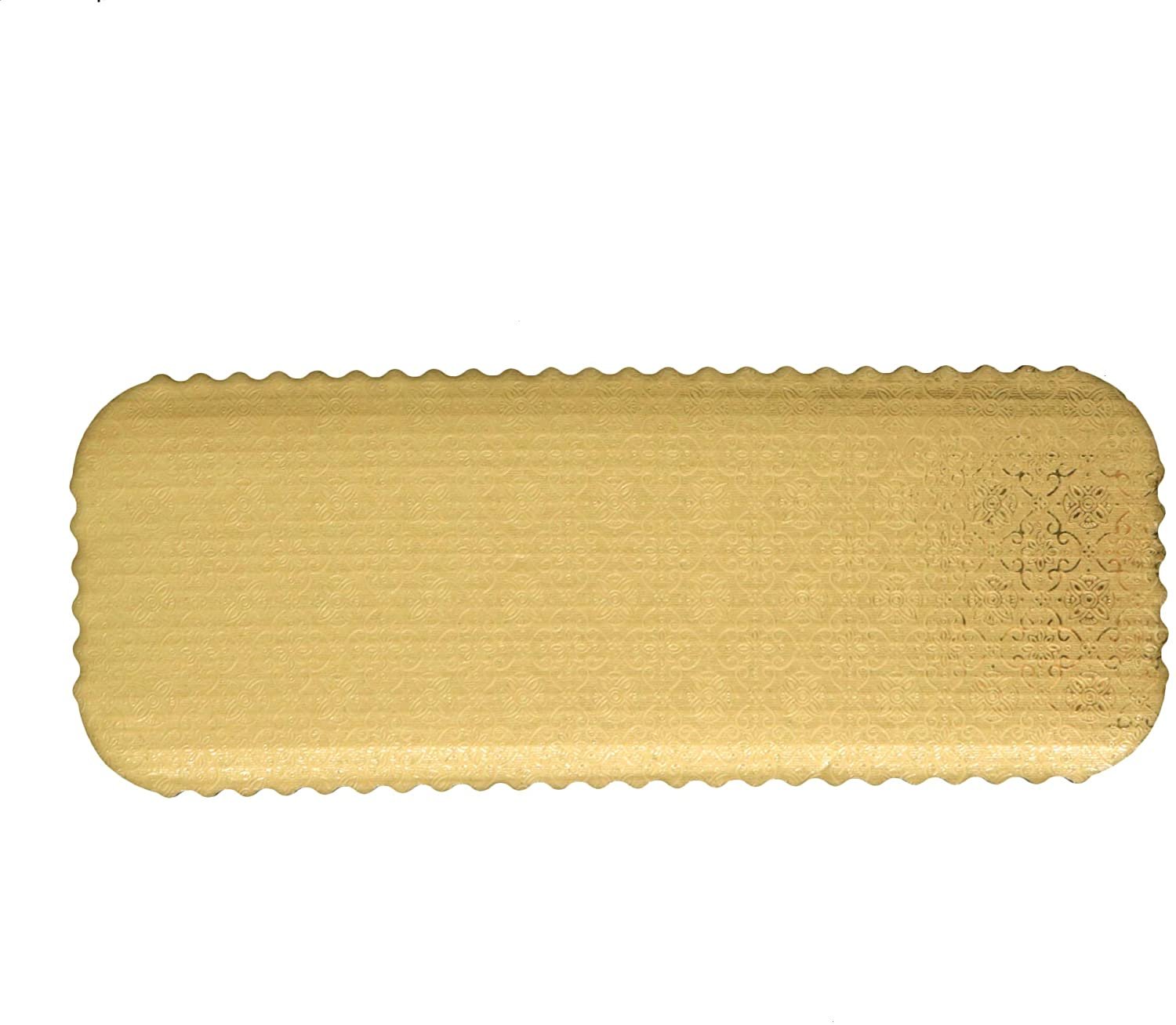 O'Creme Gold-Top Scalloped Narrow Rectangular Cake and Pastry Board 3/32 Inch Thick, 16 Inch x 6 Inch - Pack of 10 - image 1 of 3
