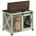 thumbnail image 6 of Kojooin Dog Crate Furniture with Flip Top, 37" Dog Cage Furniture with Sliding Barn Door, Wheels and Removable Divider, Furniture Style Dog Crate Table, Indoor Dog Kennel for Large Dogs, 6 of 9