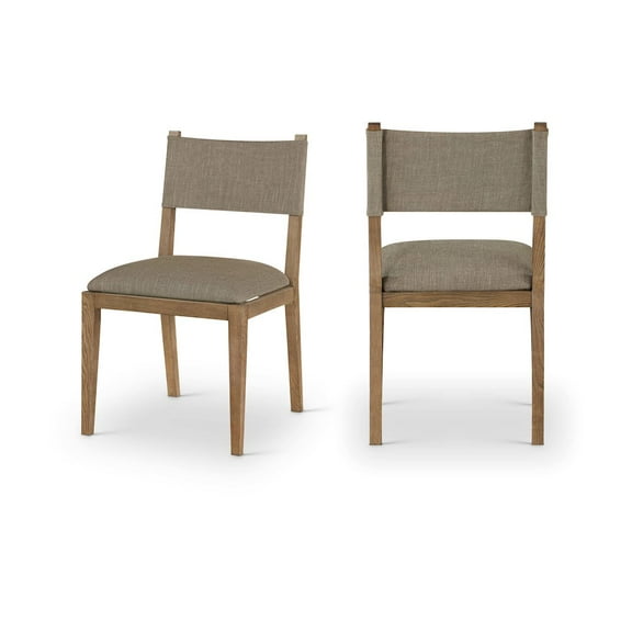 Meridian Furniture Avon Brown Linen Textured Fabric Dining Side Chair, Set of 2