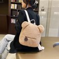 thumbnail image 6 of School Backpack for Teens Fuzzy Bear Ear Design Backpack Large Capacity Plush Bag Zipper Pouch Adjustable Travel Daypack, 6 of 7