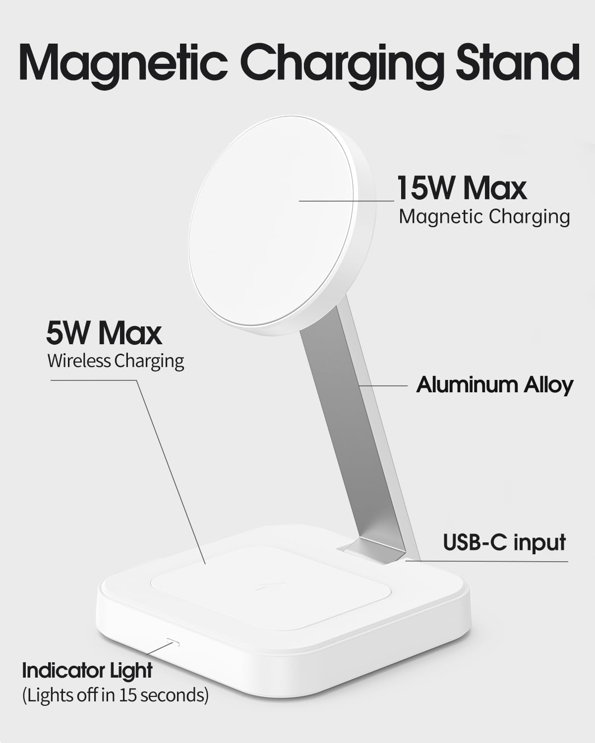 NEOYFC  Charging Station for Magsafe Charger,Portable Wireless Charger for iPhone 16 15 14 13 12 Pro Max/AirPods Pro 4 3 2,Faster Magnetic Charger Stand,Foldable Travel Phone Holder Adjustable Angle