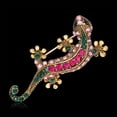 thumbnail image 3 of Milaget Colorful Crystal Animal Long Tail Chameleon Brooch Fashion Collar Pin, 3 of 8
