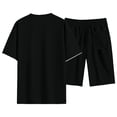 thumbnail image 3 of Zimjoy Men's Summer Sets 2 Piece Waffle Outfits Casual Drop Shoulder Short Sleeve T Shirt and Elastic Waist Shorts Set Black L, 3 of 5