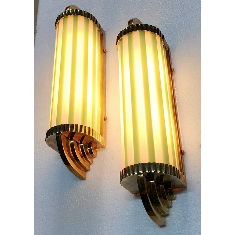 Pair of Skyscraper Vintage Art Deco Wall Sconces – Old Lamp Pair of Skyscraper Vintage Art Deco Wall Sconces – Old Lamp