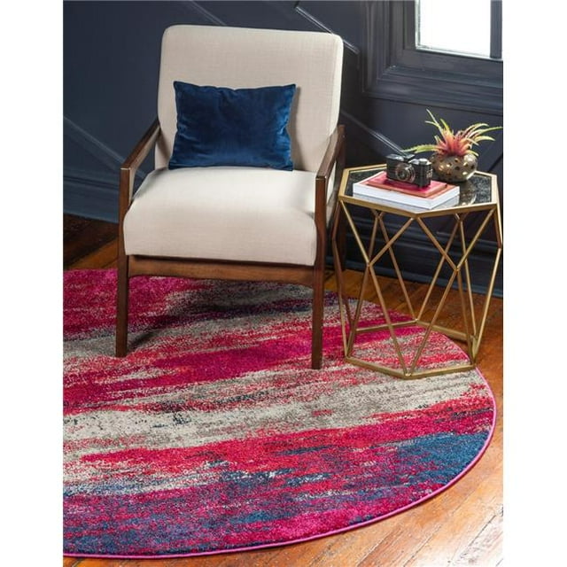 Unique Loom 3128113 6 x 6 ft. Lilly Jardin Round Rug, Magenta