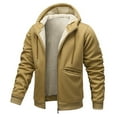 thumbnail image 2 of HAOTAGS Mens Hooded Jacket, Fleece Lined Long Sleeve Zip Up Coat Casual Fall Winter Men's Outwear Yellow L, 2 of 4