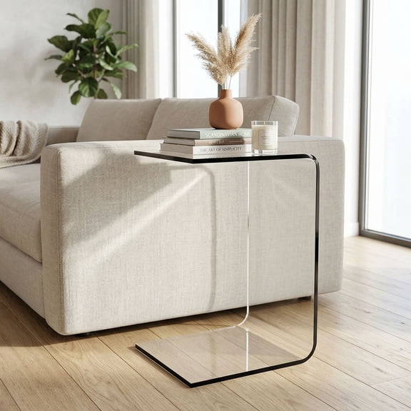 Lavish Home Acrylic Side Table, C-Shaped End Table, Laptop Lap Desk for Working, Writing, or Coloring, Modern Acrylic Furniture for Living Room, Bedroom, and Office