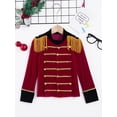 thumbnail image 3 of Yruioon Kids Boys Honor Guard Team Performance Tops Red Long Sleeve Tassels Epaulets Jacket Coat Red 16, 3 of 7