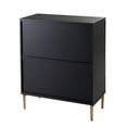 thumbnail image 4 of COZAYH Farmhouse 2 Door Embossed Storage Cabinet with Ring Motif, Distressed Boho Storage Buffet Cabinet for Bedroom, Living Room, French Country, Black & Gold, 4 of 7