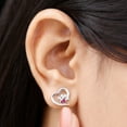 thumbnail image 5 of Rosec Jewels Heart Paw Stud Earrings with Pink Tourmaline and Diamond for Women, 14K White Gold, 5 of 7