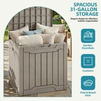 Uforic 31 Gallon Outdoor Deck Boxes Set of 2, Lockable Weather-Resistant Storage Bins for Patio Cushions & Garden Tools, Light Brown