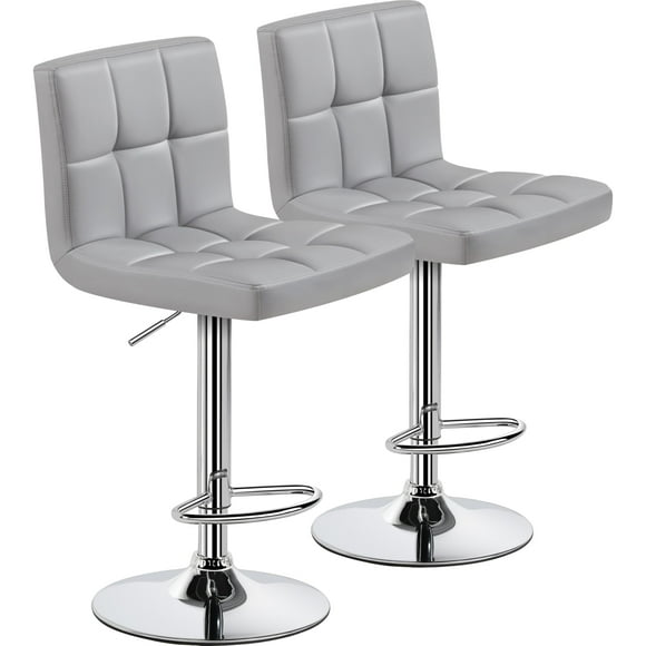 Taburetes de bar Yaheetech, 2 unidades, de piel sintética, ajustables, color gris claro